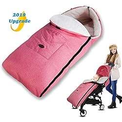 AUVSTAT D'hiver Chancelières Sac pour Bébé,Fille Garçon Universelle Poussette Thermo Landau Couverture Enveloppante Chaude Coupe-Vent pour Bébé Poussette,Siège-Auto,Landau,Bébé Cadeau Idéal (Rose)
