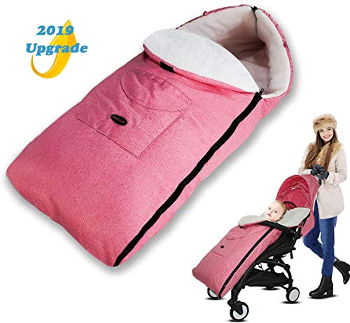 AUVSTAT D'hiver Chancelières Sac pour Bébé,Fille Garçon Universelle Poussette Thermo Landau Couverture Enveloppante Chaude Coupe-Vent pour Bébé Poussette,Siège-Auto,Landau,Bébé Cadeau Idéal (Rose)