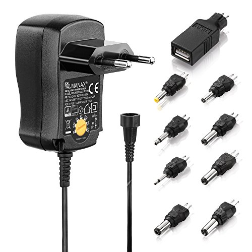 MANAX® Universal-Netzteil 3-12 V Ausgang inkl. USB + 8 DC-Adaptern max 600 mA