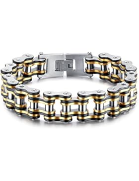 bobijoo Jewelry–Armband 211023Kette Motorrad-Biker Triker Stahl Gold Silber Schwarz 22cm 17mm