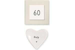 East of India 'Sixty' Porcelain Heart Dish Gift - 60th Birthday Gift