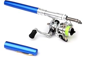 Lixada Set di Mulinelli da Pesca Tascabili Collassabile 1m/1,4m, Mini Canna da Pesca Telescopica + Mulinello da Spinning Leggero per Principianti Bambini Viaggiare a Pesca