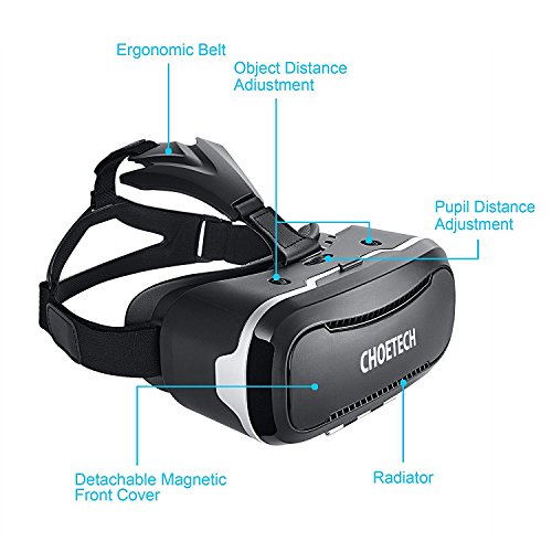 Occhiali VR Visore RealtÃ  virtuale Choetech Visore con Lenti Regolabili + Laccio Regolabile per iPhone, Samsung, Huawei, HTC, LG e altri Smartphone con schermo fino a 6 Pollici