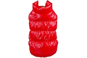 YAOTT Chaleco para Perros con Forro Polar, Chaqueta Impermeable de Plumas Abrigo de Invierno Cálido, Resistente al Viento, para Perritos Gatos, Mascotas, Yorkshire, Chihuahua Rojo M