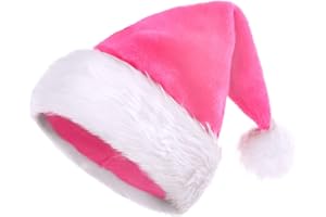 KONVINIT Rote Weihnachtsmütze Weihnachtsmann Mütze Plüsche Nikolausmütze Warm and Dicker Santa Mütze für Erwachsener,red