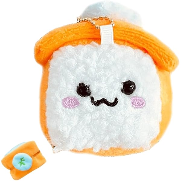 Adsfvs Portachiavi salmone, portachiavi sushi peluche, Piccola bambola di salmone morbida con ciondolo salmone, Cartoon Sushi Rice Ball Doll Cibo Giocattolo Fotografia Prop per Borsa Zaino