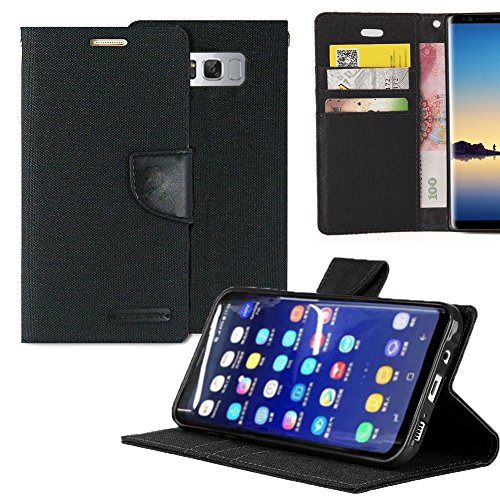 Funda Samsung Galaxy S8 Plus G955 REXANG Tel  fono m  vil conjuntos de lona   Lona  TPU   TPU Silicona Case Interna Suave Soporte Plegable Ranuras para Tarjetas y Billetera Cierre Magn  tico  S8 PLUS  Negro 