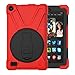 Produktbild Kindle Fire 7 2015 Hülle, Asnlove 360 Grad Drehbare Robustes Kunststoff Hard Case mit Displayschutz - Ausklappbarer Standfuss für Amazon Kindle Fire 7 Zoll 2015 Release - Rot