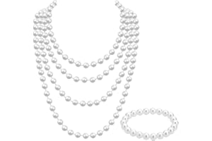 DUINIU Camel Jewelry Set - Women's Long Pearl Chain (180cm) and Bracelet