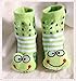Bebedou 2/3 yrs stripey green cartoon socks 18 to 24 months Baby Toddlers Kids Comfy Indoor Slippers Shoes Socks Moccasins NON SKID Indoor Shoes Socks Durable Multifunctional slip baby booties breathable toddler elastic, warm and thick socks with soft leather sole 15 cm