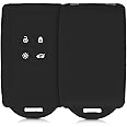 kwmobile Car Key Cover Compatible with Renault 4 Button Car Key Smart Key (only Keyless Go) - Silicone Protective Key Fob Cover with Built-in Eyelet - Black