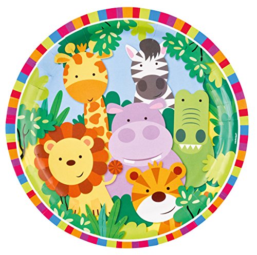 37-teiliges Party-Set Tiere – Dschungel – Jungle – Löwe, Zebra, Giraffe, Krokodil – Teller Becher Servietten Tischdecke für 8 Kinder - 2
