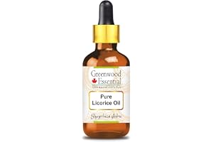 Greenwood Essential naturlig lakritsolja (akritsolja). (Glycyrrrhiza glabra) med droppglas naturlig terapeutisk kvalitet 50 m