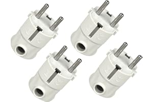 ZOREI 4 Pezzi Spina Shuko Angolo, Uscita Cavo Laterale, Multistandard Tedesco Italiano Francese, 16A 250V 3500W 2P+T