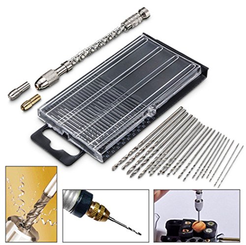 EgoEra® Halbautomatische Mikro klein Mini Handbohrmaschine Handbohrer mit Bohrfutter und 20 Stücke Mini HSS Spiralbohrer Bohrer Satz 0.3-1.6mm Gerade Schaft für Kunststoff Metall Holz Bohrung - 7