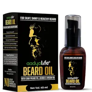 Aadya Life Beard Oil 40 ml || For Silky, Shiny and Healthy Beard || Enriched with Saw palmetto, Jojoba & Argan Oil (Pack Of 1 (Net. Vol. 40 ml))