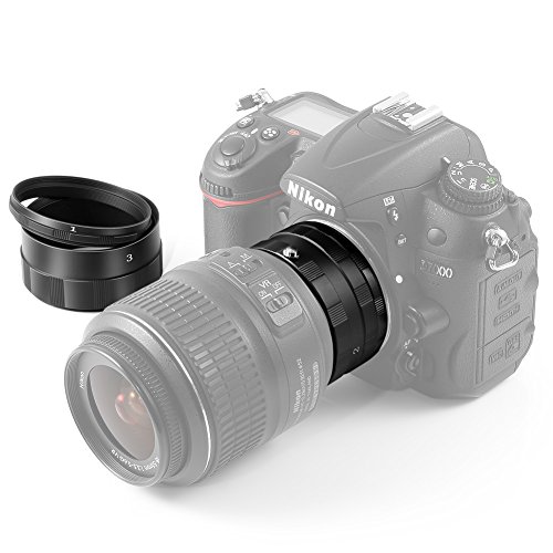 NEEWER? Macro Extension Tube Set for NIKON DSLR SLR Camera Lens (Black), Extreme Close-Ups /such as D90 D300 D300S D600 D3000 D3100 D3200 D5100 D5200 D7000