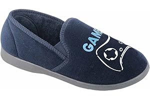 Zedzzz Gamer Boys Velour Full Slippers Navy Blue