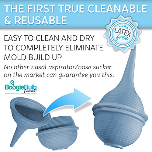 BoogieBulb 2 oz Mold Free Non-Toxic Medical Grade Baby Nasal Aspirator Ear Syringe Bulb Cleanable Nose Sucker