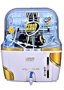 Water Solution Aquafresh Swift Gold 15 L RO + UV + UF + TDS Controller Electrical borewell Water Purifier (White+Blue)