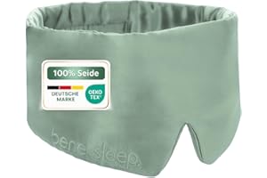 ‎BENE-SLEEP bene-sleep. Handgefertigte Schlafmaske aus reiner Seide mit Seidenfüllung – verstellbare Seidenschlafmaske Männer & Frauen – hypoallergen – atmungsaktive Maulbeerseide – Polyesterfrei (Grün)