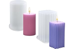 LAKSOL 2 Pezzi Stampi per Candele in Silicone, Stampi in Silicone Cilindrici e Quadrati, 3D Stampo Candele per Fai Da Te, Sapone, Candele Profumate