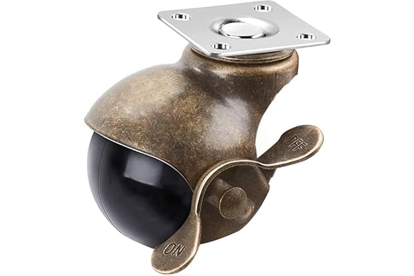 VOANZO 4-pack 3,5 cm kulhjul 360 grader antik mässing toppplatta hjul för möbelskåp rullstolar