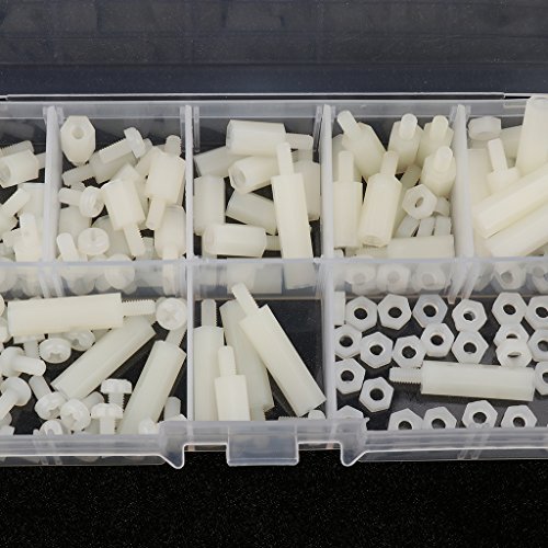 M3 Nylon Schraubenmutter Scheibe Sortiment Satz Sechskantschrauben Pattsituation Box – Weiß, 180pcs - 3