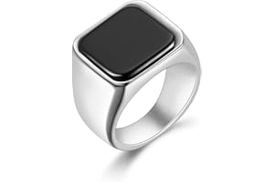 Joliernelle Herren Ring mit Onyx Schwarz, Edelstahl Gold Bandring Klassischer Schmuck Größe 54 bis 69