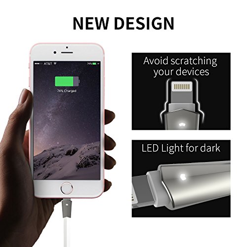 Lightning-Kabel, Aimus 6FT/1.8M PET verwicklungssicheres Kabel aus Zinklegierung 8 poliges Lightning-auf-USB-Kabel mit LED Licht Datensynchronisation & Schnellladekabel für iPhone 6/6 s/6 Plus/6 s Plus, iPhone 5/5 s/5 C/SE, iPad Mini 2 3 4 Air iPod und mehrere andere Geräte - 3