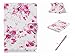 Produktbild KSHOP Case Cover für Case Apple iPad Air / Apple iPad 5 Hülle, KSHOP iPad Air 2 Schutzhülle Tasche PU Lederhülle Flip Bookstyle mit Eingebautem Magnet Magnetverschluss Handyhülle Sehr Dünn Standfunction Case Backcover Painted Tasche Karten Slot Schutzhülle Etui Brieftasche Lederhülle - Purple rose + Metall Stift Stylus Pen Rose