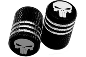 GÉNÉRIQUE Zawory czaszki Punisher czaszka czarne - uniwersalne opony motocyklowe, trike, quady, skuter, auto