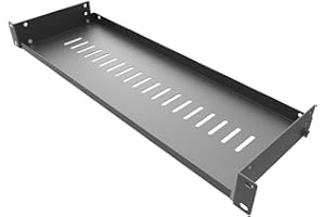 Jingchengmei 1U Disassembled Vented Cantilever Server Rack Mount Shelf 6"(152mm) Depth for 19-Inch Network/AV Equipment Rack and Cabinet(1U6V) (6V, Black)