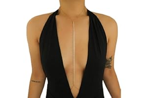 Flovel Catena per petto con strass Catene per il corpo scintillanti in oro Crystal Rave Summer Nightclub Catena per bikini Gioielli per donne e ragazze