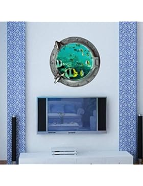 Bovake Fantastische U-Boot-Bullaugen Fisch Wandaufkleber Home Decor