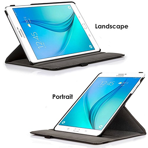 Forefront Cases® Neue Leder Drehbar Hülle Tasche Case Cover für Samsung Galaxy Tab E 9.6 T560 (Juli 2015) – PU Ledertasche lederhülle 360° Drehbarer Stand mit Rundum-Geräteschutz + Eingabestift Displayschutz - 2