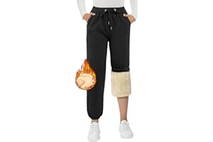 TOMEEK Pantaloni in Pile da Donna Pantaloni della Tuta Foderati in Sherpa Pantaloni Sportivi da Jogging Invernali Pantaloni Caldi con Coulisse e Tasche