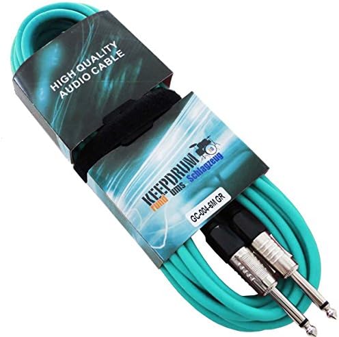 Keepdrum 10 m Guitar Cable Jack Plug to Jack Plug 6.3 mm GC-004 6m Grün