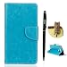 Produktbild LG G5 Hülle, LG G5 SE Schutzhülle Leder Hülle, Alfort 3 in 1 Flip Wallet Fashion Design Dual Use Falten Premium PU Leder Tasche Case Cover Folio Mappen Kasten Abdeckung für LG G5 / G5 SE 5.3" Smartphone Funktion Unterstützte Telefone ( Blau ) + Netter Staub Stecker + Alfort Schwarz Stylus Pen