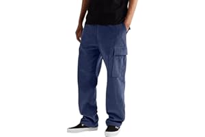 NHNKB Pantalones de pana para hombre, pantalones cargo elásticos para hombre, holgados, otoño e invierno, color sólido, pana, multibolsillo, pantalones rectos, pantalones de calle, informales,