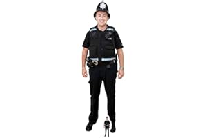 STAR CUTOUTS Life Size Cut out con Mini Versione di Poliziotto Che Indossa Casco, Cartone, Multicolore, 190 x 58 x 190 cm
