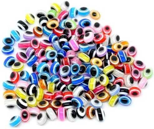 Resin Bubblegum Beads Oval At Random Evil Eye Pattern About 8mm( 3/8") x 6mm( 2/8"), Hole: Approx 1.5mm, 300 PCs