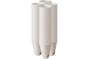 AC ALL CATERING 100 Vasos Desechables de Café Para Llevar - Vasos Cartón para Servir el Café, el Té, Bebidas Calientes y Frías (12 oz - 350 ml, Blanco)…