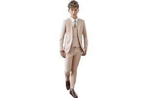 BOTONG Costume à revers en pointe pour garçons, coupe ajustée, avec veste, gilet et pantalon, idéal pour les fêtes, les événements formels et les mariages