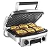Produktbild MIAO@LONG Sandwichmaker mit abnehmbaren Antihaftplatten Cooler Touch-Griff Anti-Rutsch-Füße Beidseitig beheizter Grill 5-stufige Temperatureinstellung 3 Backmodi