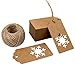 Produktbild Weihnachten Etiketten Anhänger, 100 Stück Geschenkanhänger Anhänger mit Jute-Schnur 30 Meter Vervollkommnen Sie für das Dekorieren von Weihnachtsbaum, handgemachte Arbeit (Braun)