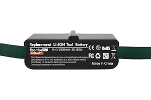 GGIKING Batteria sostitutiva 6400 mAh per iRobot Roomba, batteria agli ioni di litio, 14,4 V, 6400 Ah per Roomba 500 600 700 800, compatibile con R3 irobot 581 450 700 605 621 880 785, colore nero