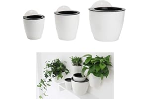 HPiano Hängende Blumentöpfe aus Kunststoff Satz von 3 hängenden Pflanzentöpfen Automatische Wasseraufnahme Blumeneimer Balkonzaun Garten Ornamente, Wandbehangblumentöpfe für Zuhause Büro