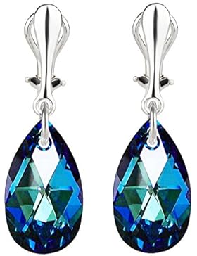 Schöner-SD Ohrclips Hänger Clip Ohrringe 925 Silber mit 22mm Swarovski® Kristall Tropfen