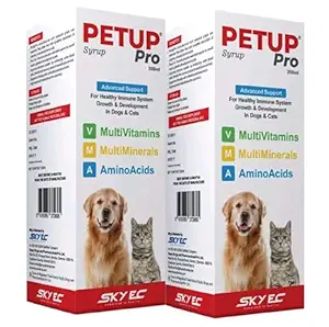 Paws Samrat PETUP Syrup Pet Health Supplements || Healthy Immune System, Growth & Developments || Pet Syrup for Adult Dogs & Cats 200ml- (Pack of 2, Liquid)